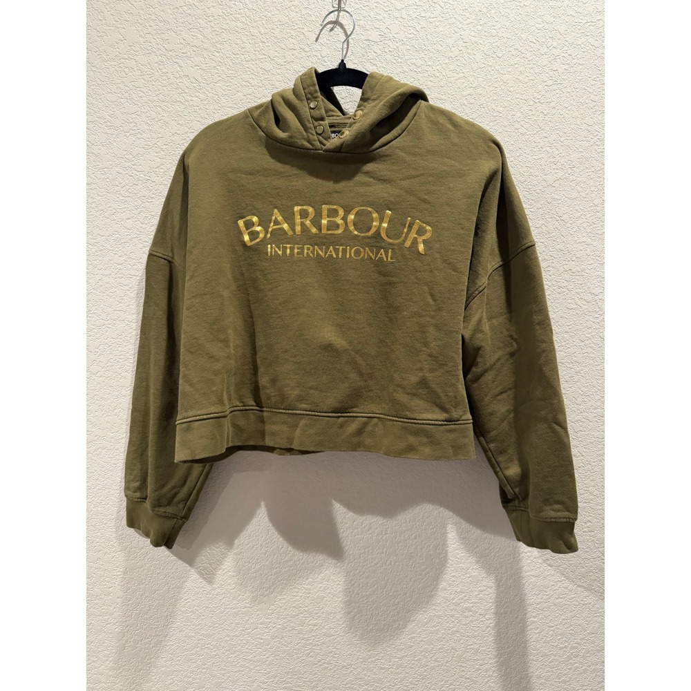 B.Intl Milla Logo Cropped Hooded Sweatshirt in Green Size‎ 12